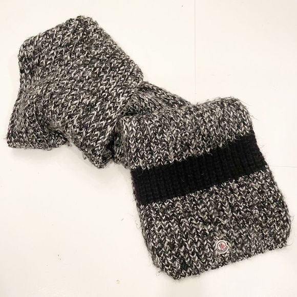 Moncler Chunky Black White Marled Scarf Italy - Picture 1 of 3